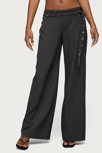 Edikted Cruz Double Belt Baggy Tailored Pants In Gray, Women's At Urban Outfitters In Black
