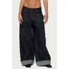 Edikted Cuffed Low Rise Wide Leg Jeans In Black