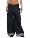 Edikted Cuffed Low Rise Wide Leg Jeans In Blue