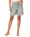 Edikted Cuff Washed Denim Bermuda Shorts In Light Blue
