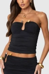 Edikted Curved U Strapless Top In Black, Women's At Urban Outfitters