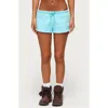 Edikted Cutie Cutoff Drawstring Shorts In Blue