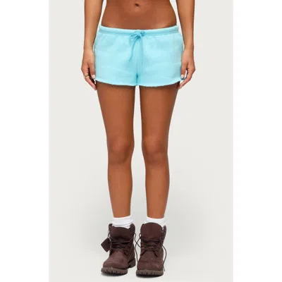 Edikted Cutie Cutoff Drawstring Shorts In Turquoise