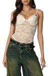 Edikted Cutout Lace Bodysuit In Cream