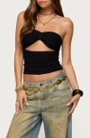Edikted Cutout Strapless Knit Top In Black