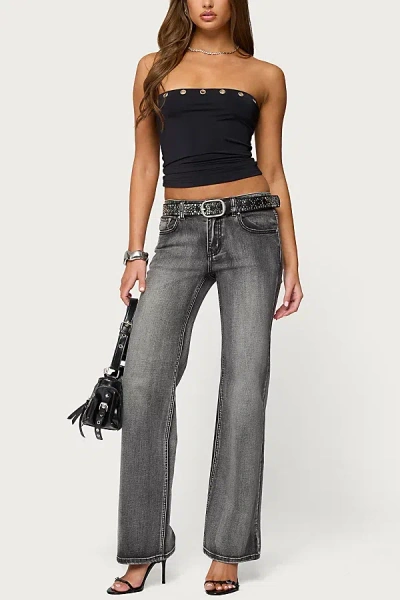 Edikted Dahna Grommet Tube Crop Top In Black