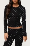 Edikted Daliya Polka Dot Crop Stretch Cotton T-shirt In Black