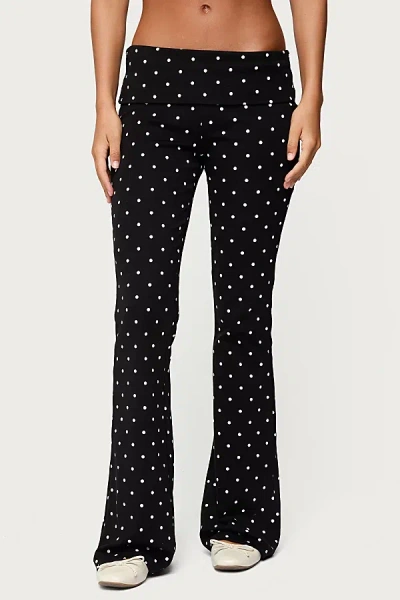 Edikted Daliya Polka Dot Fold Over Pants In Black, Women's At Urban Outfitters