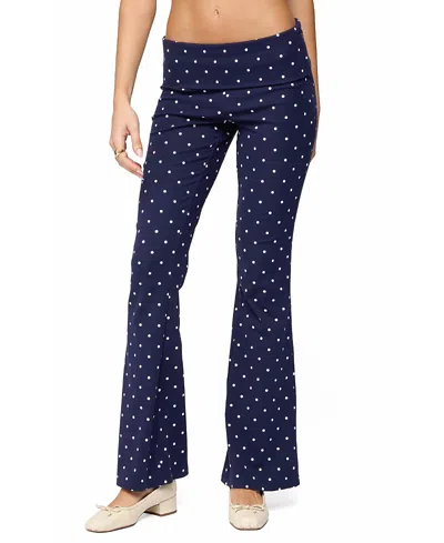 Edikted Daliya Polka Dot Fold Over Pants In Blue