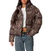 Edikted Dalya Leopard Printed Puffer Jacket In Leopard