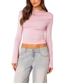 Edikted Dana Gathered Bell Sleeve Crop Top In Light Pink