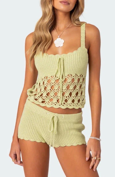 Edikted Danika Crochet Top In Sage