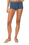 Edikted Danika Rib Stitch Drawstring Shorts In Navy