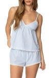 Edikted Danna Pinstripe Babydoll Camisole In Light-blue