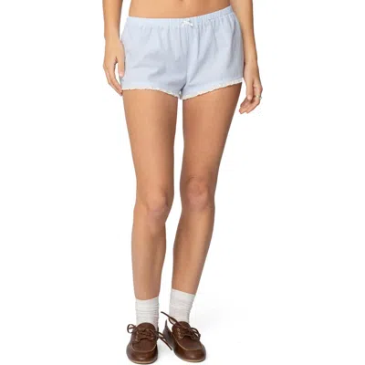Edikted Danna Pinstripe Shorts In Light-blue