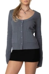 Edikted Daphnee Patch Pocket Cardigan In Gray
