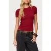 Edikted Daphney Rib T-shirt In Burgundy