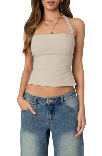 Edikted Dara Halter Top In Beige