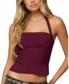 Edikted Dara Halter Top In Burgundy