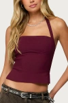 Edikted Dara Halter Top In Burgundy