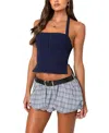 Edikted Dara Crop Halter Top In Navy