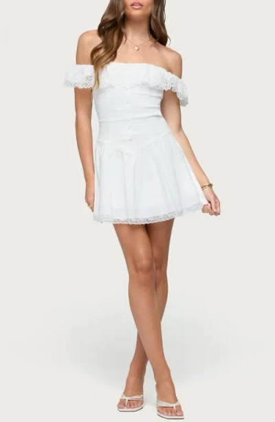Edikted Darah Lacy Off The Shoulder Minidress In White