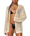 Edikted Darcee Oversized Crochet Cardigan In Neutral
