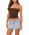 Edikted Darcy Studded Lace Up Corset In Brown
