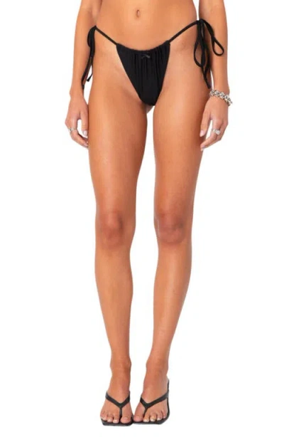 Edikted Darling Side Tie Bikini Bottoms In Black
