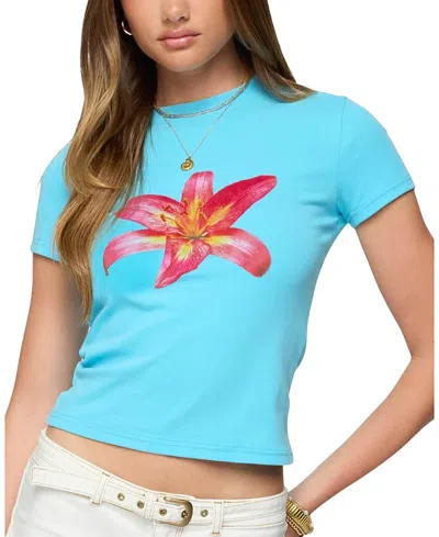 Edikted Daylily T-shirt In Blue