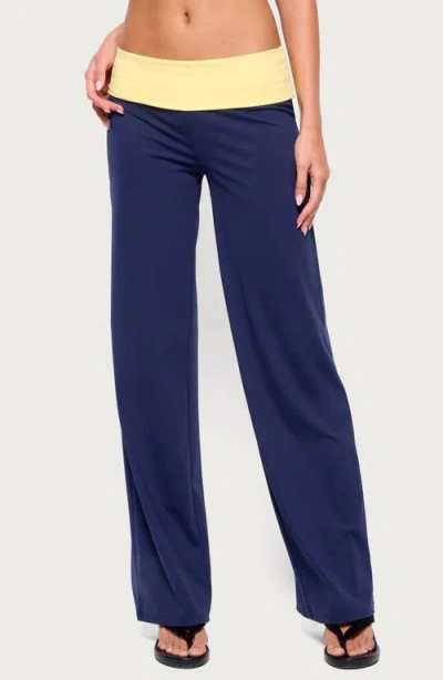 Edikted Dayna Contrast Foldover Straight Leg Pants In Multi