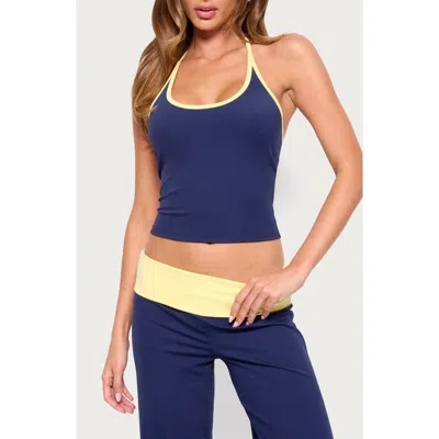 Edikted Dayna Contrast Halter Top In Navy