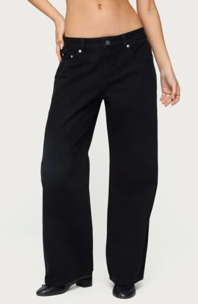 Edikted Petite Daytime Low Rise Jeans In Black Wash