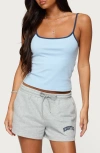 Edikted Deanna Stretch Cotton Crop Camisole In Blue