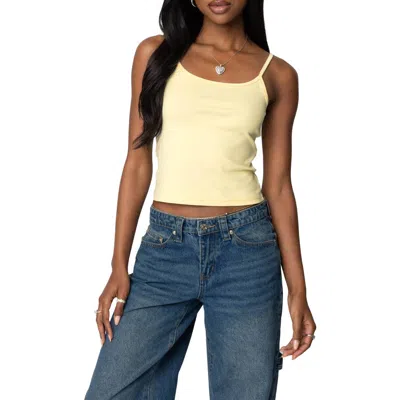 Edikted Deanna Stretch Cotton Crop Camisole In Yellow