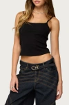 Edikted Deanna Stretch Cotton Crop Tank In Black