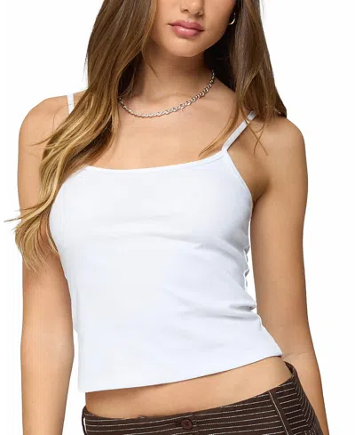 Edikted Deanna Stretch Cotton Crop Tank In White