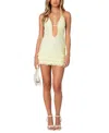 Edikted Debby Lace Ruffle Halter Minidress In Yellow