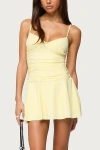Edikted Deborah Ruched Mini Dress In Yellow, Women's At Urban Outfitters In Yellow