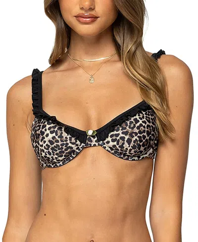 Edikted Deeva Leopard Cupped Bikini Top