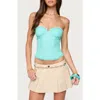 Edikted Deirdre Lace-up Strapless Mesh Corset Top In Blue