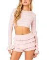 Edikted Delana Pointelle Crop Top In Light Pink