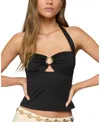 Edikted Delcy Cutout Halter Crop Top In Black
