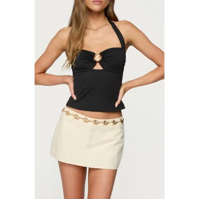 Edikted Delcy Cutout Halter Crop Top In Black