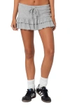 Edikted Delia Ruffled French Terry Miniskort In Gray-melange