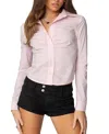 Edikted Delphina Tailored Button Up Shirt In Light-pink
