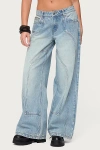 Edikted Dema Western Low Rise Light Rinse Wash Jeans In Blue