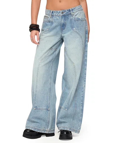 EDIKTED DEMA WESTERN LOW RISE LIGHT RINSE WASH JEANS