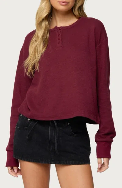 Edikted Deni Henley Shirt In Burgundy
