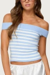 Edikted Deni Off Shoulder Striped Knit Top